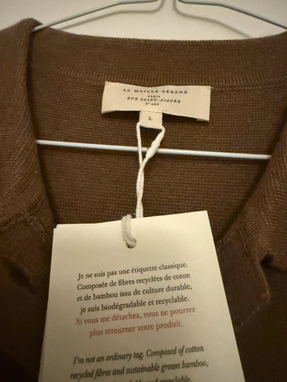 Sezane Betty Merino Wool Cardigan Cafe Clair Women's Size L - Picture 5 of 5